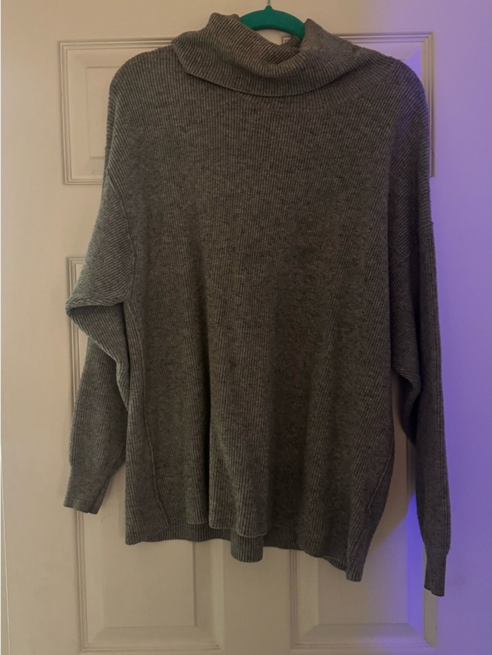 Free People Gray Ribbed Cowl Neck Sweater - Picture 4 of 6
